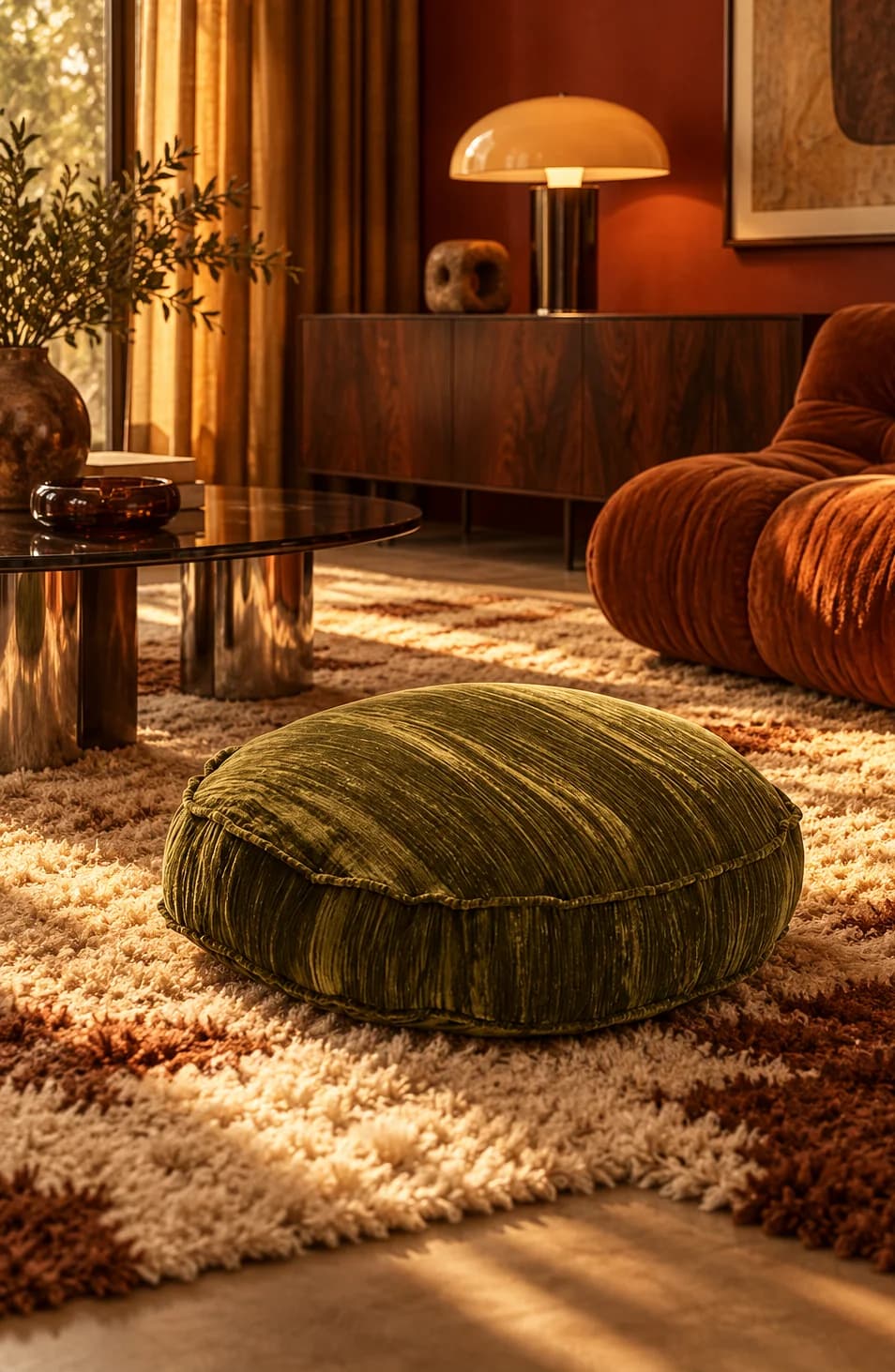 Coussin de sol Susana olive