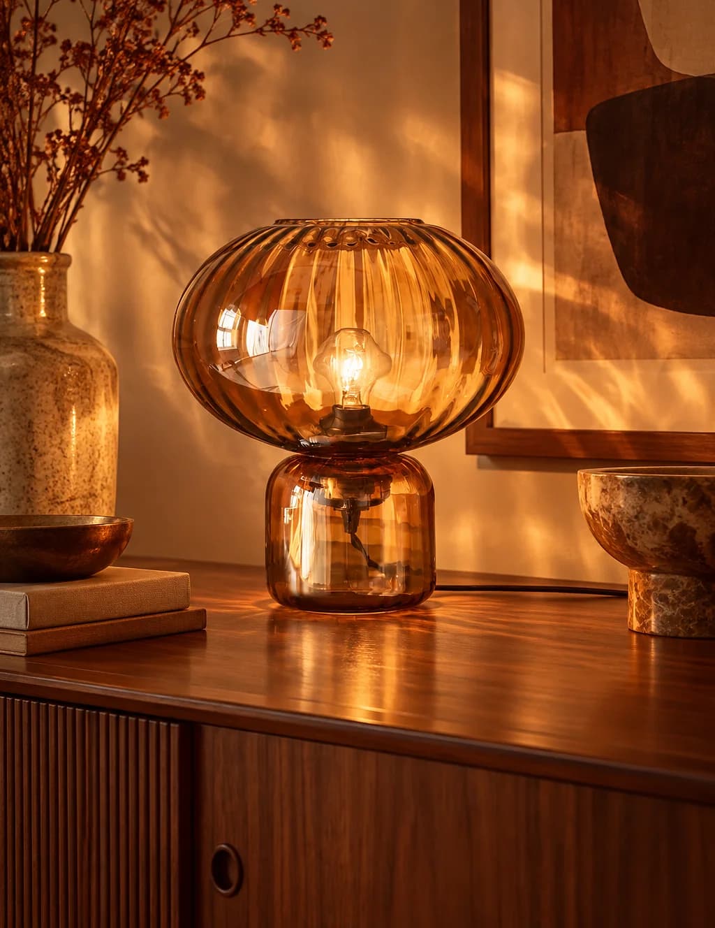 Lampe Martin verre ambré