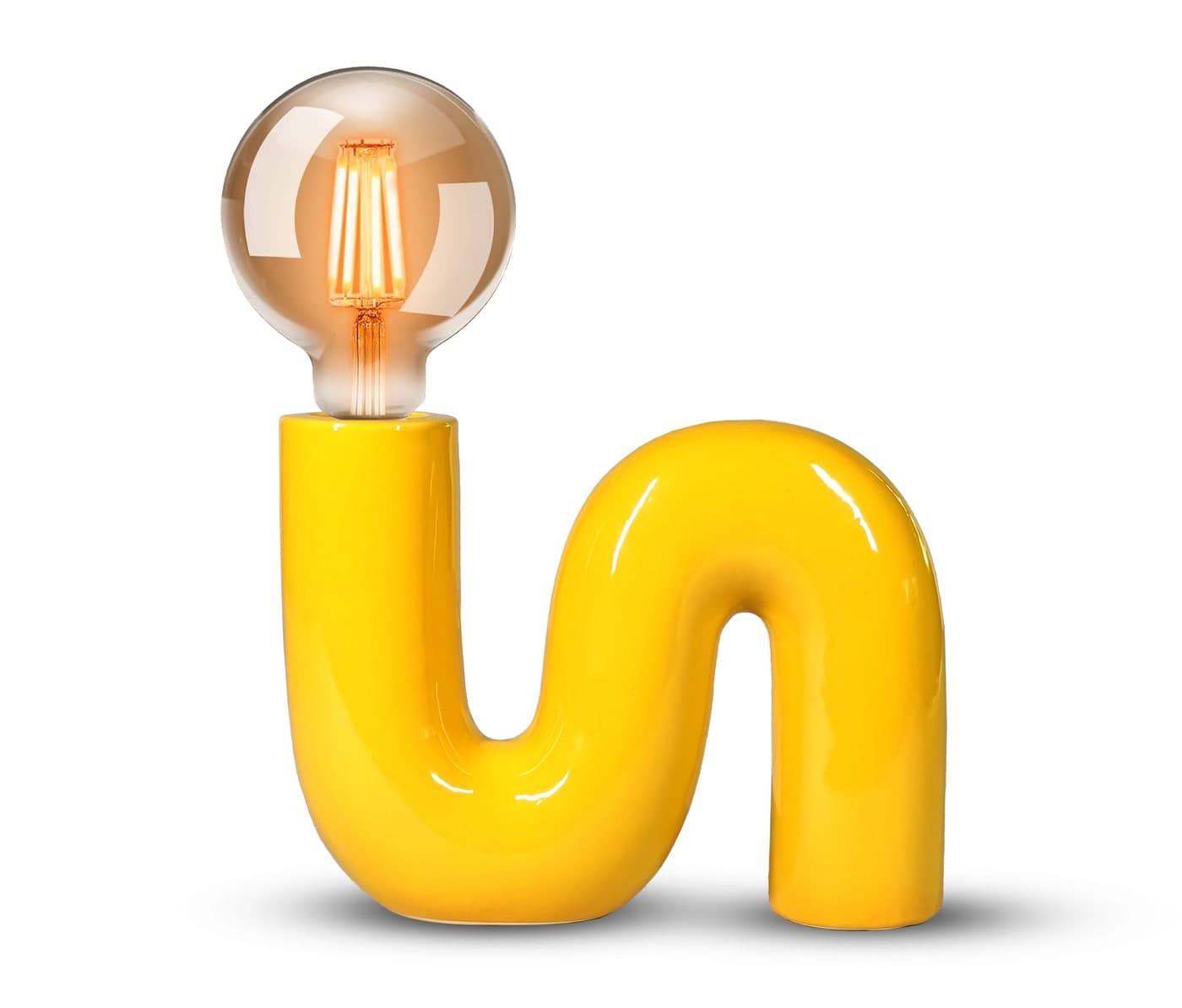 Lampe Pop S jaune en céramique avec ampoule globe