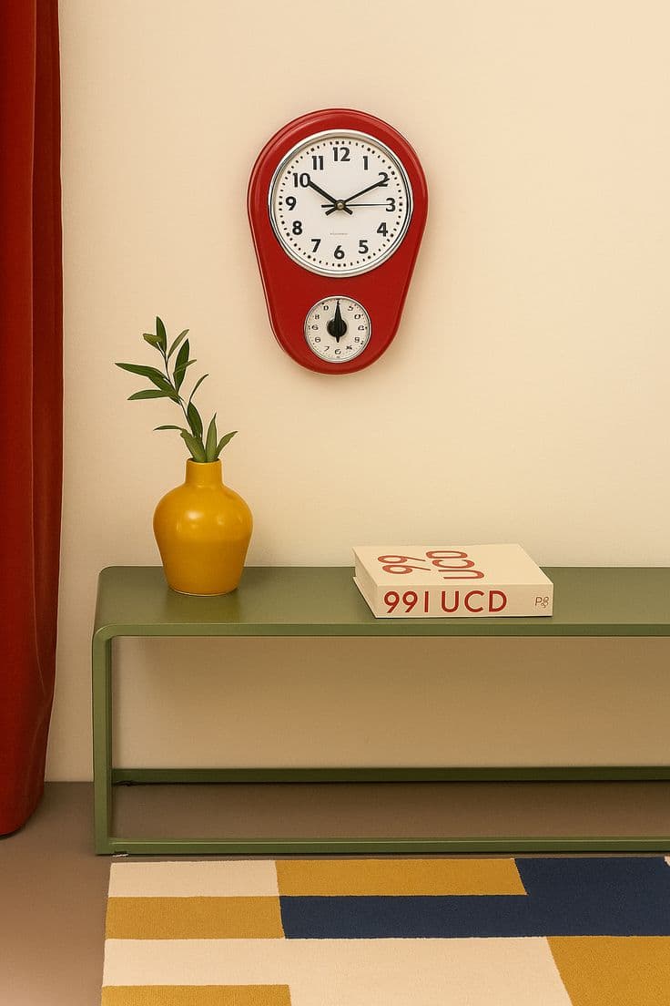 Horloge murale rétro rouge
