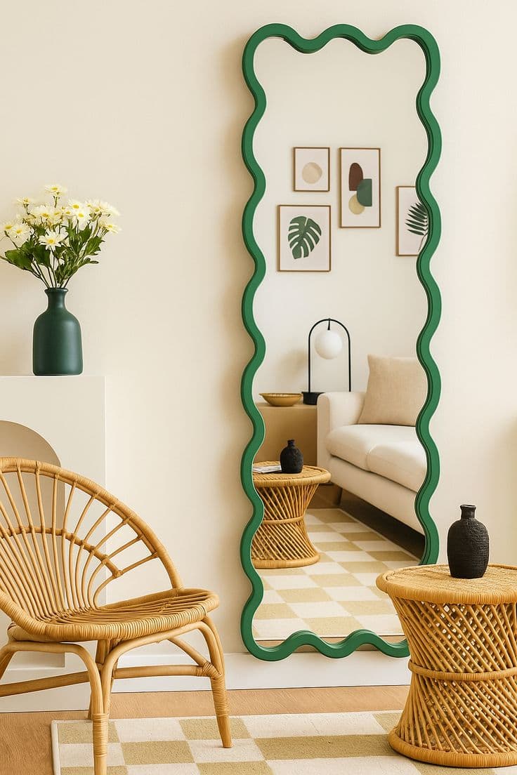 Miroir ondulé vert