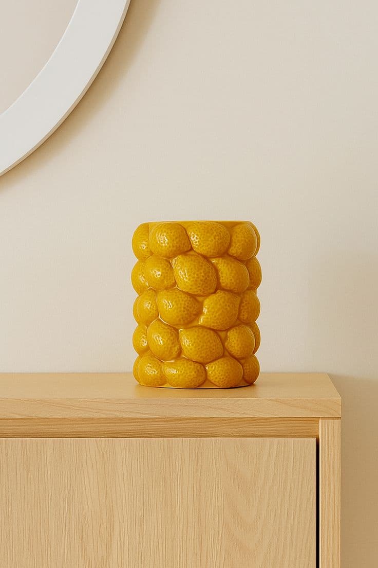 Vase citron en céramique jaune