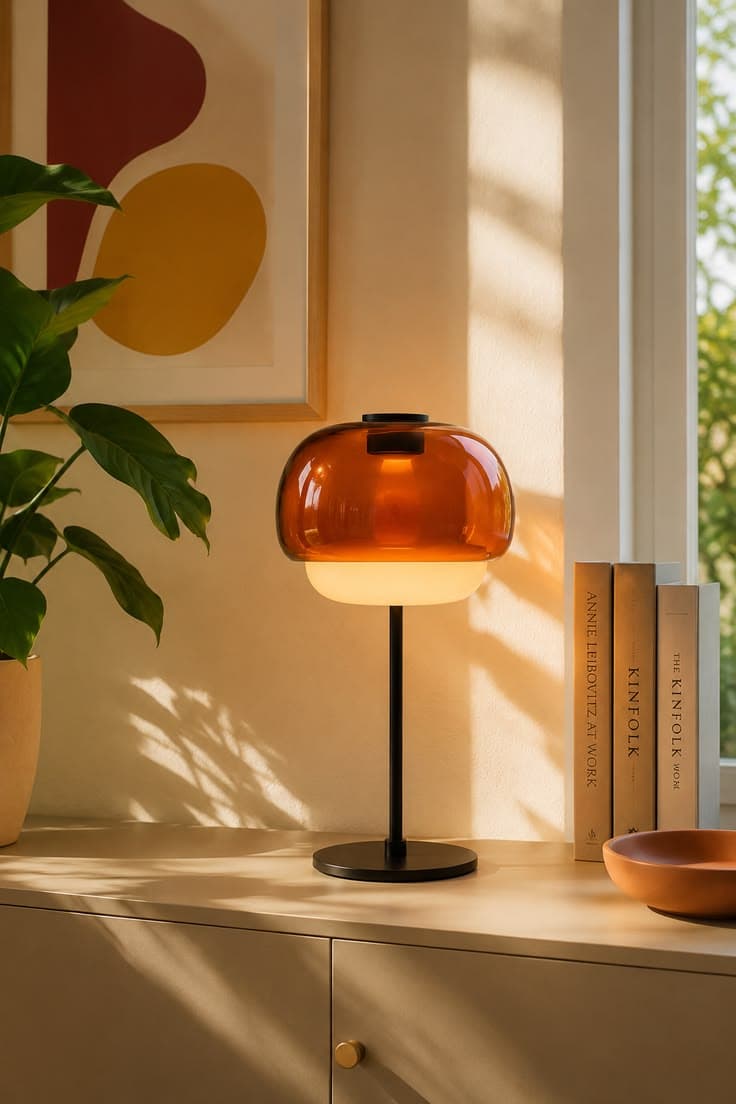 Lampe en verre ambré pour intérieur chaleureux