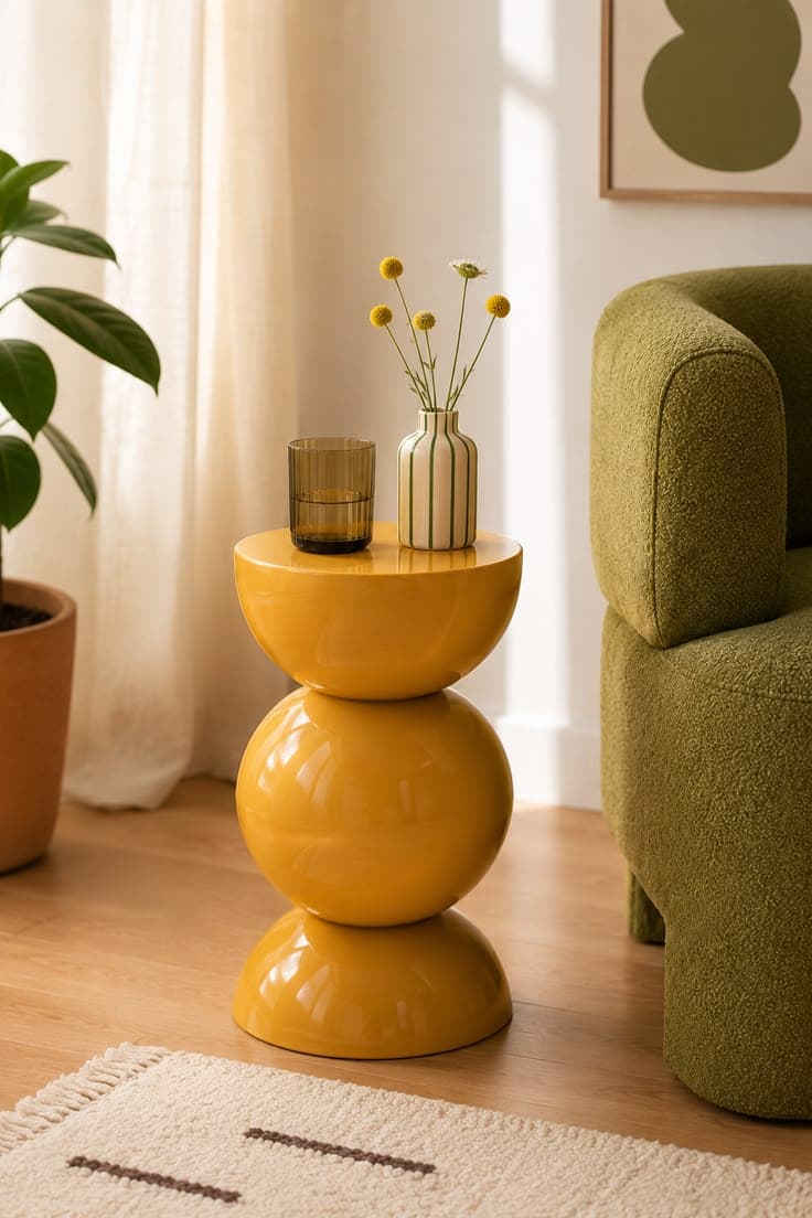 Table d’appoint sculpturale jaune