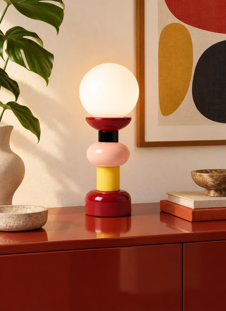 Lampe Memphis colorée