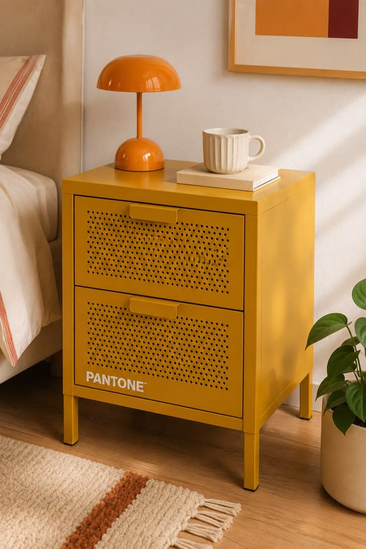 Table de chevet murale jaune