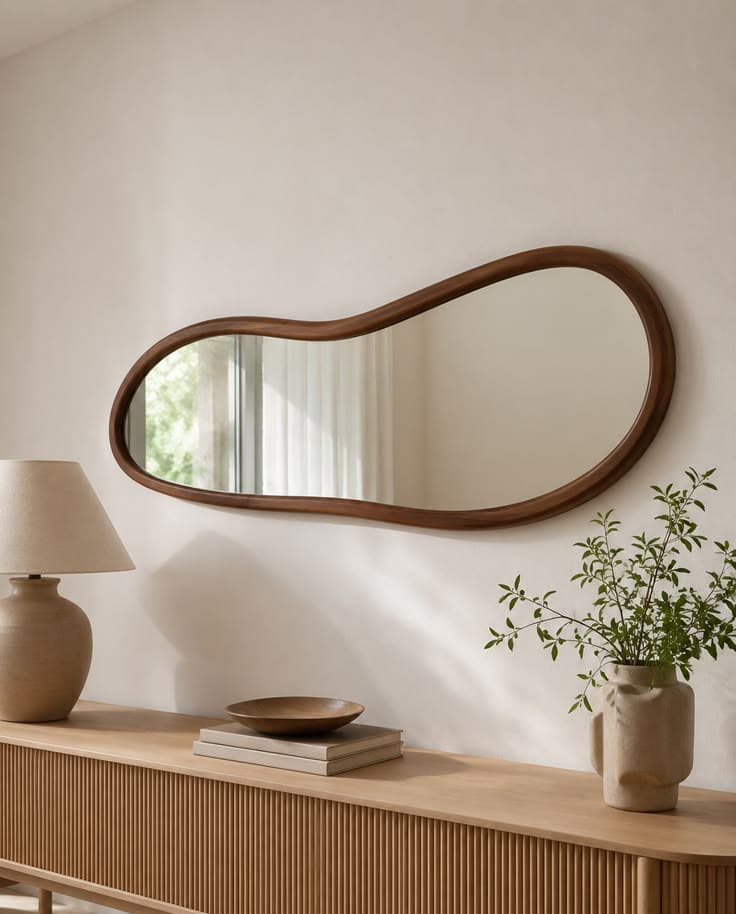 Miroir mural en bois organique