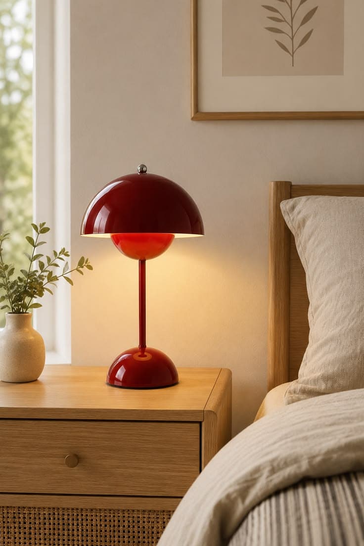 Lampe champignon rouge bordeaux