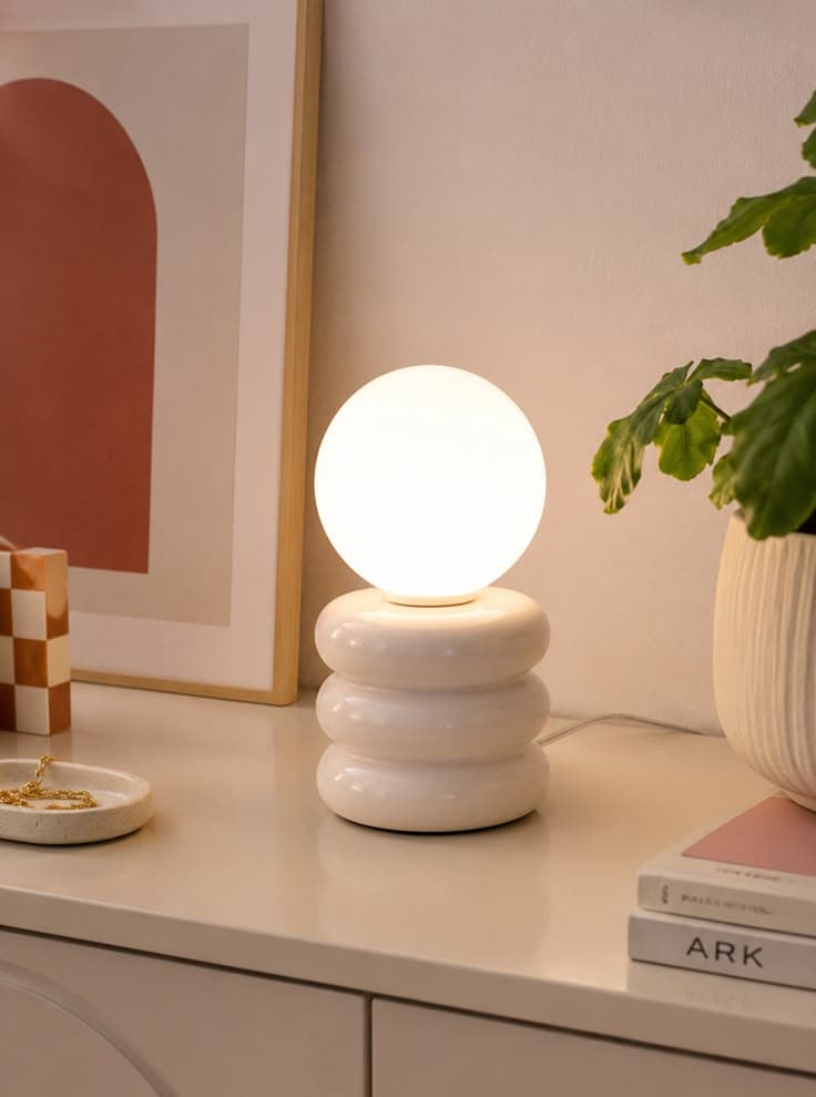 Lampe de table en céramique blanche