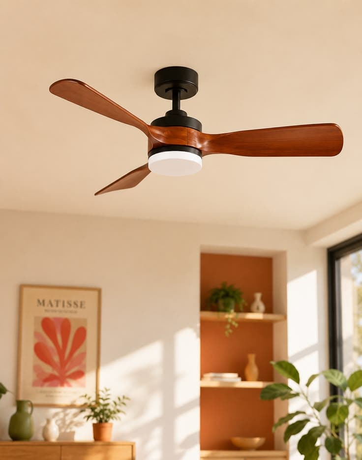 Ventilateur de plafond bois et noir