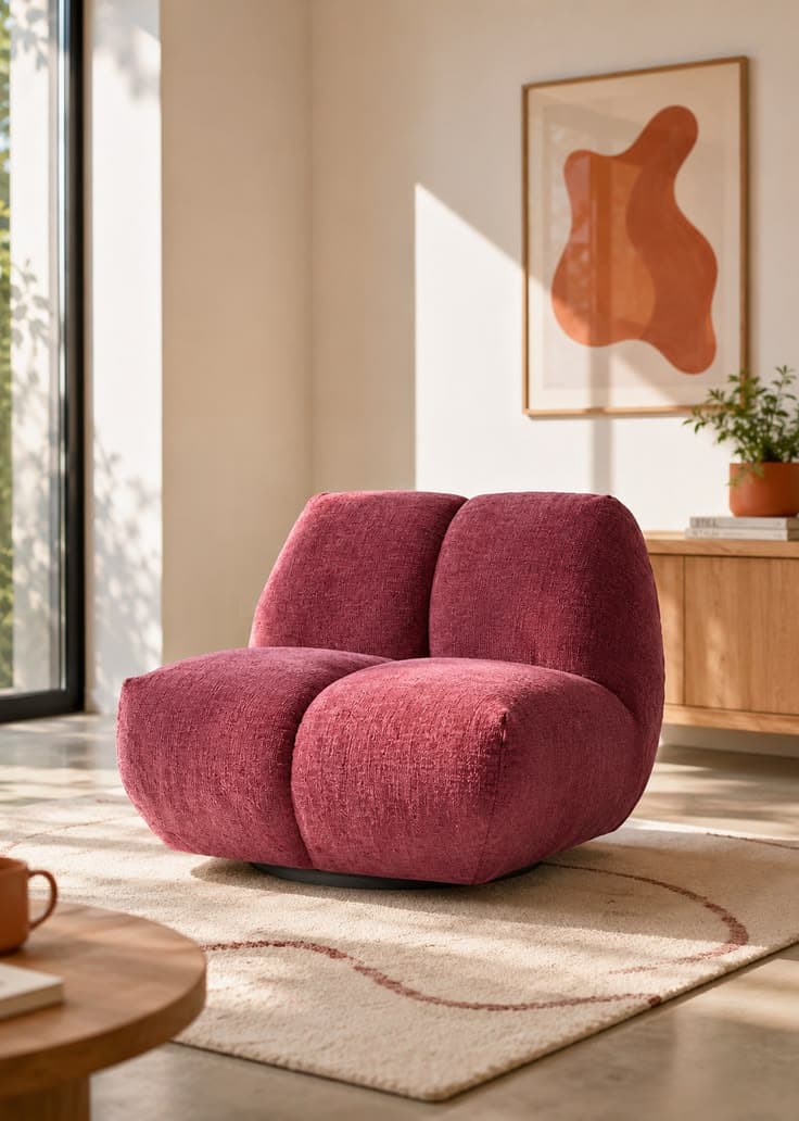 Fauteuil d'appoint rose pour salon cosy