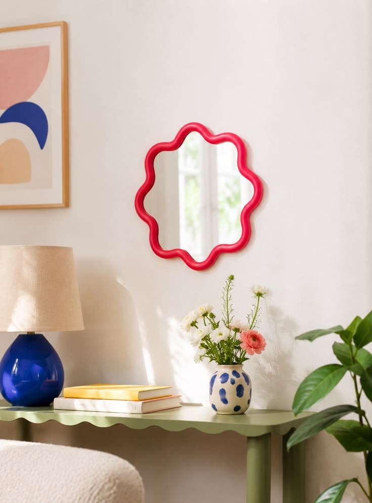 Miroir ondulé rouge