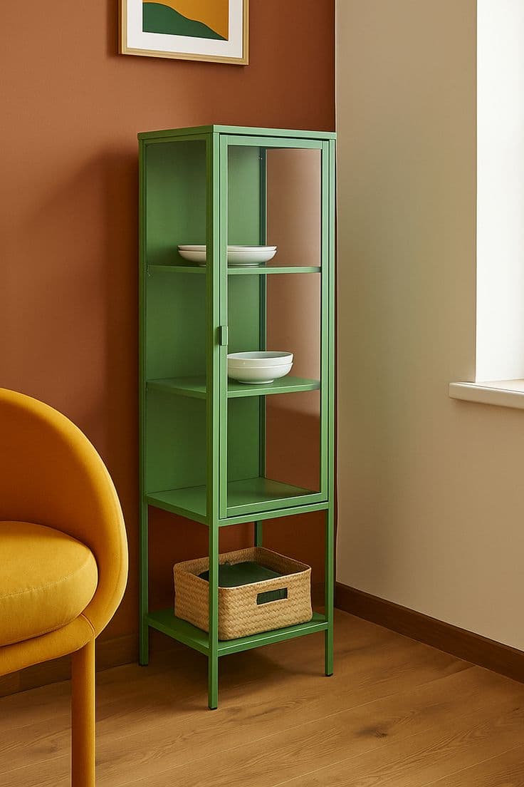 Vitrine Melora verte à une porte