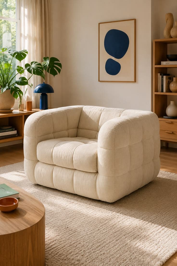 Fauteuil courbe pour salon chaleureux