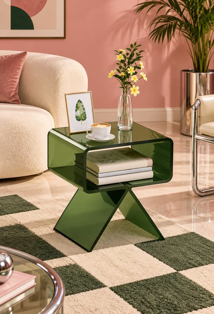 Table d’appoint verte en acrylique