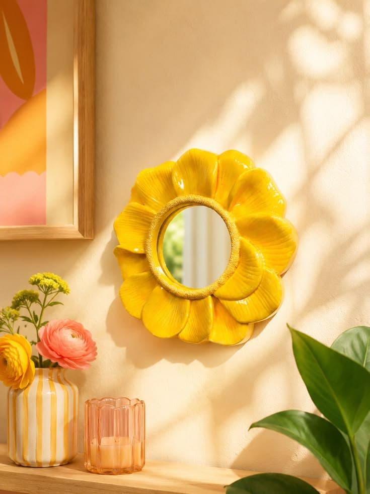 Miroir fleur jaune