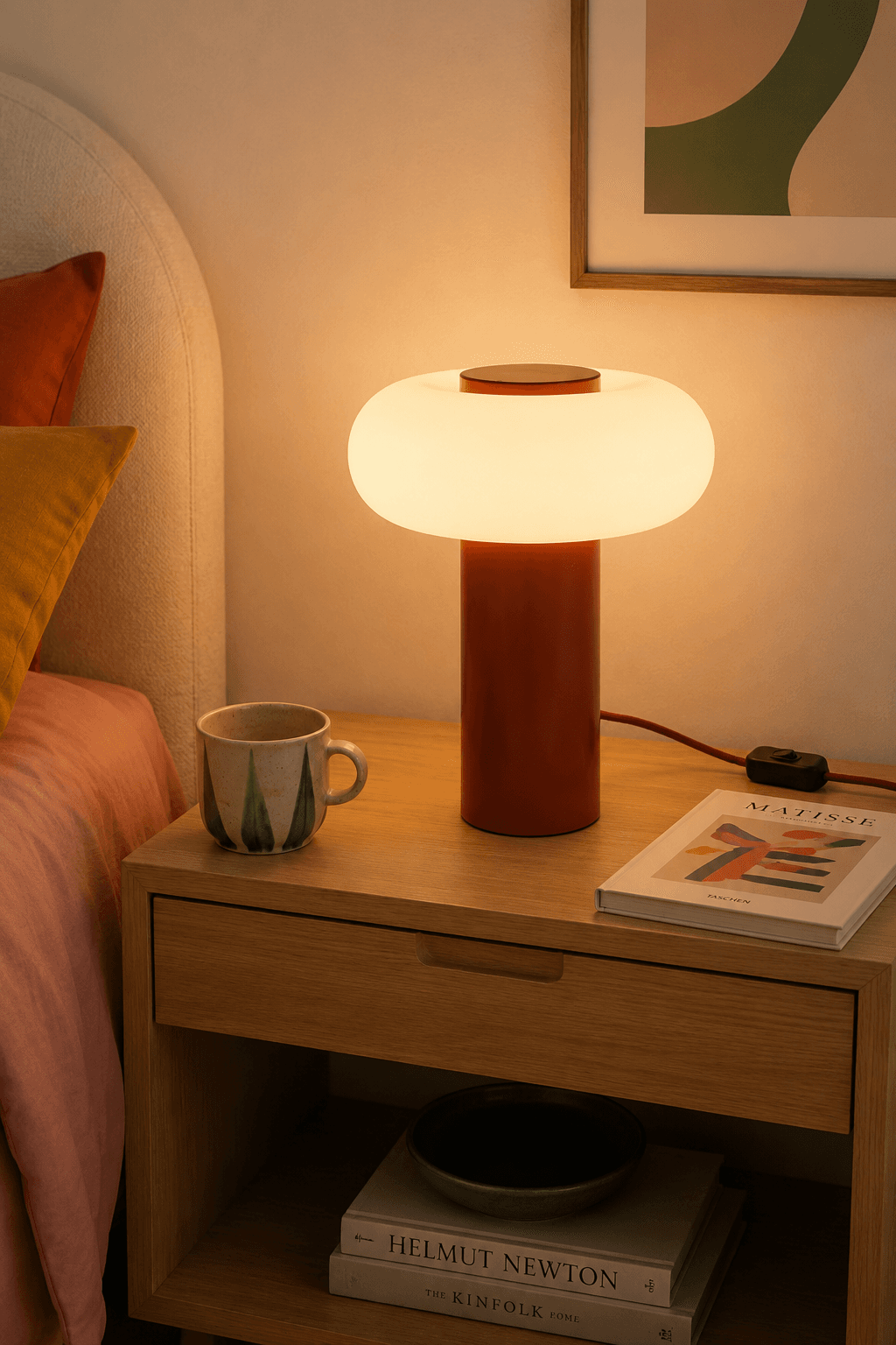 Lampe à poser terracotta rétro