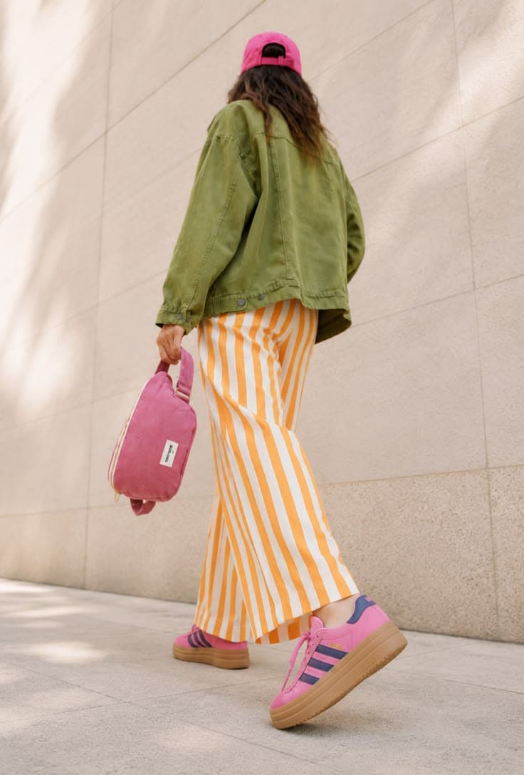 Pantalon rayé orange