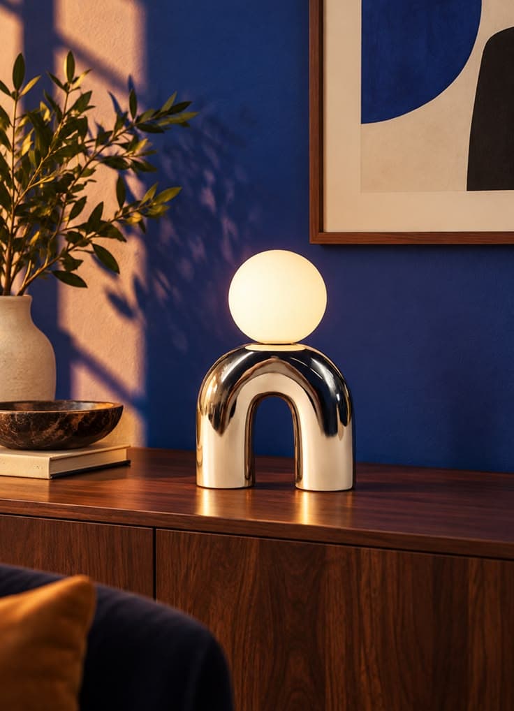 Lampe chrome sculpturale