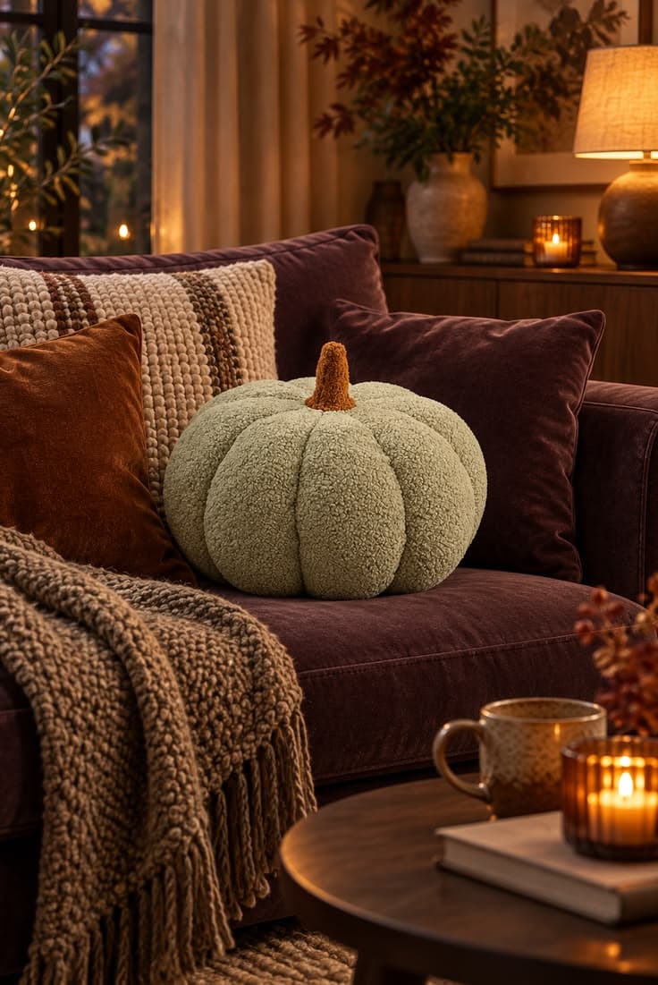 Coussin citrouille vert sauge