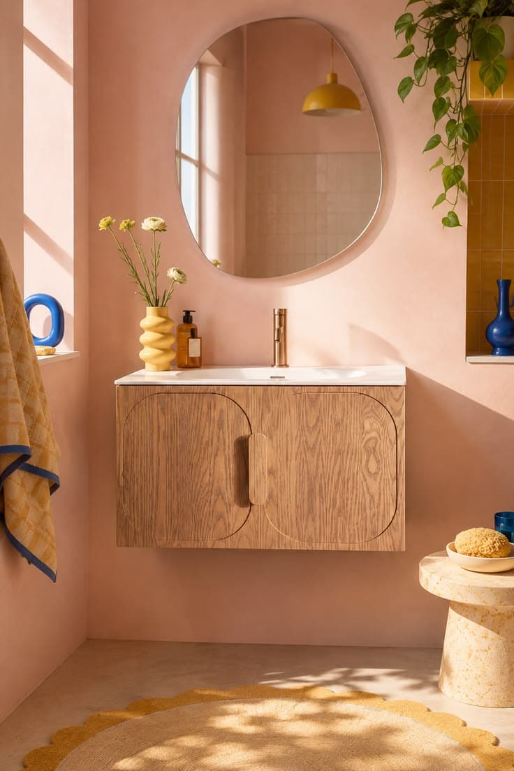 Meuble vasque en chêne miel