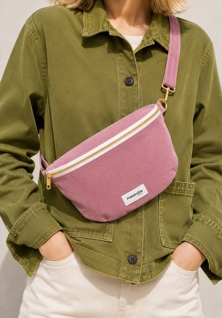 Banane Rivedroite Custine rose : sac bandoulière zippé