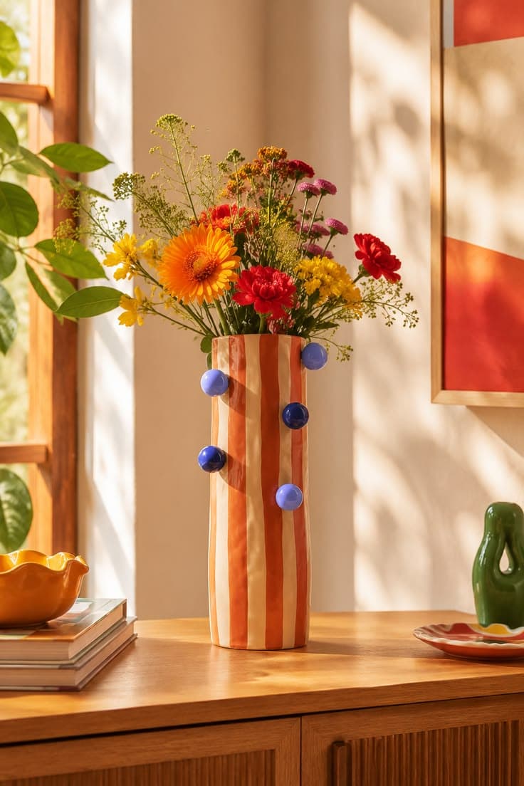Vase rayé décoratif