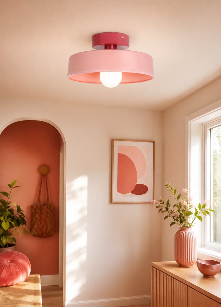 Plafonnier rose pastel