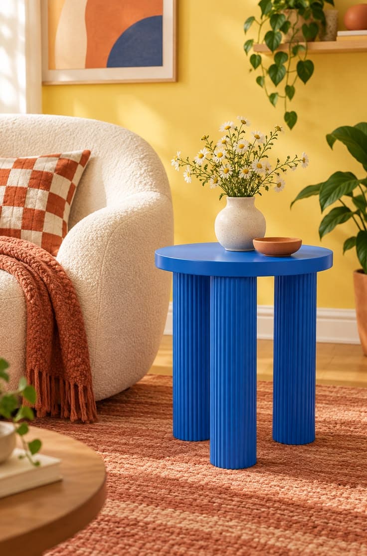 Table d’appoint bleue sculpturale