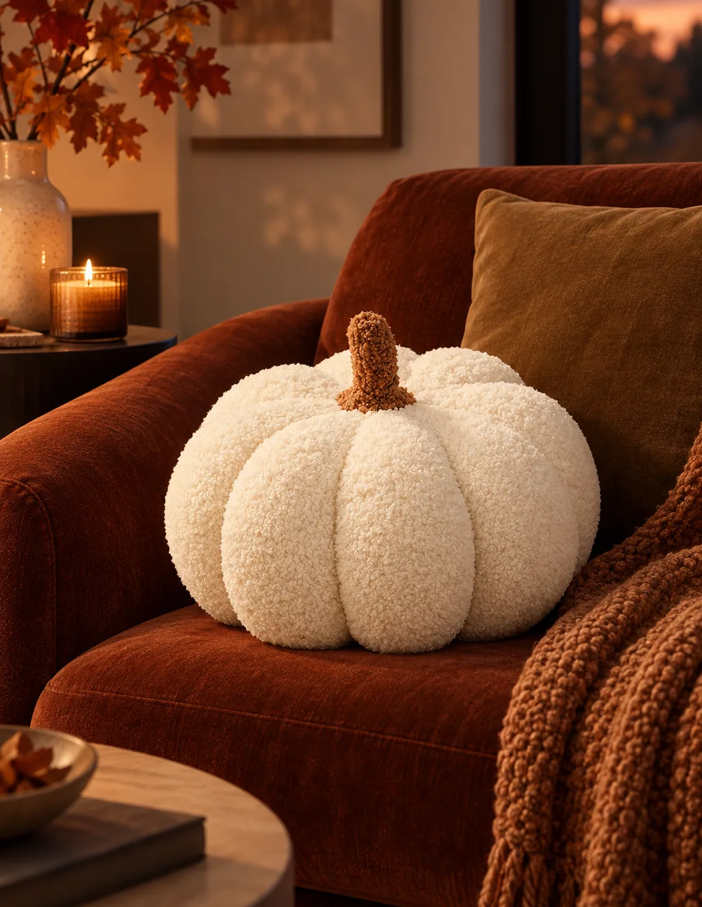 Coussin citrouille blanc