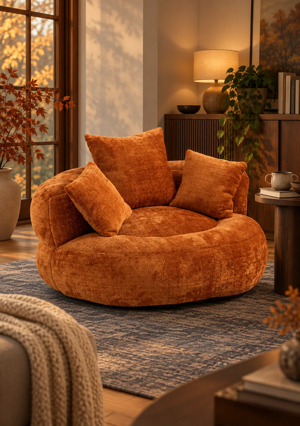 Fauteuil cocooning orange