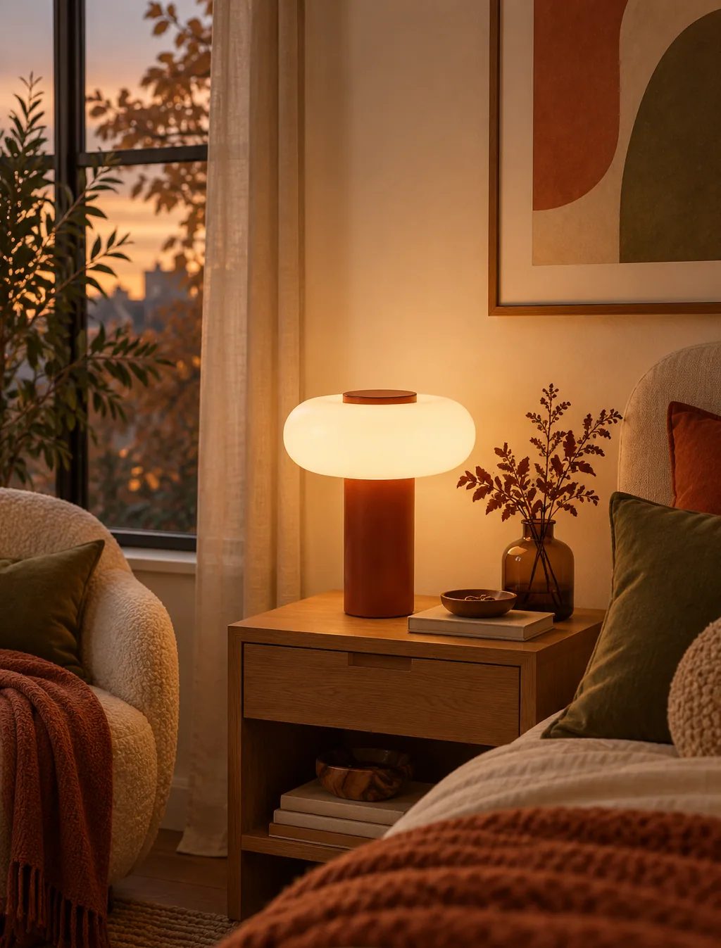 Lampe à poser terracotta rétro